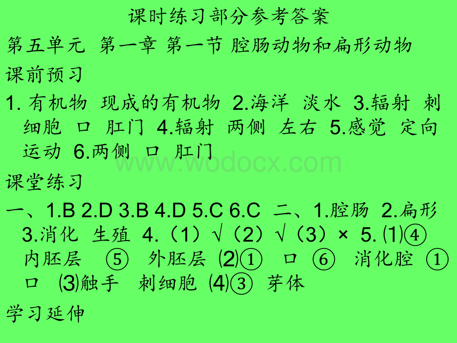 八年级上册生物基础训练参考答案.ppt_第1页