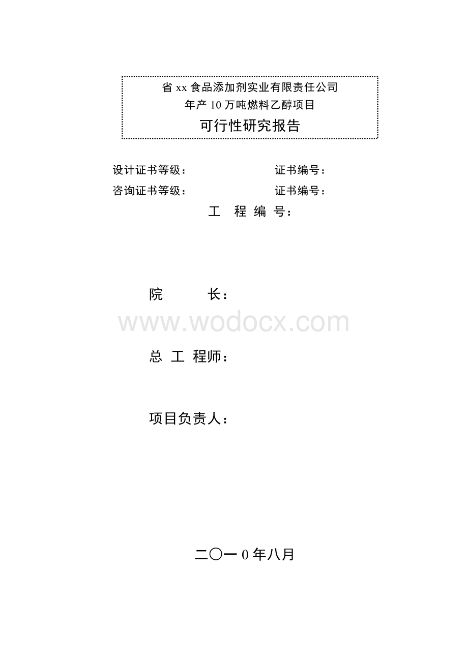 年产10万吨燃料乙醇项目可行性报告.doc_第2页