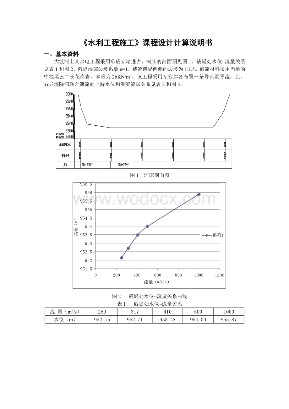 水利工程施工课程设计.doc_第1页