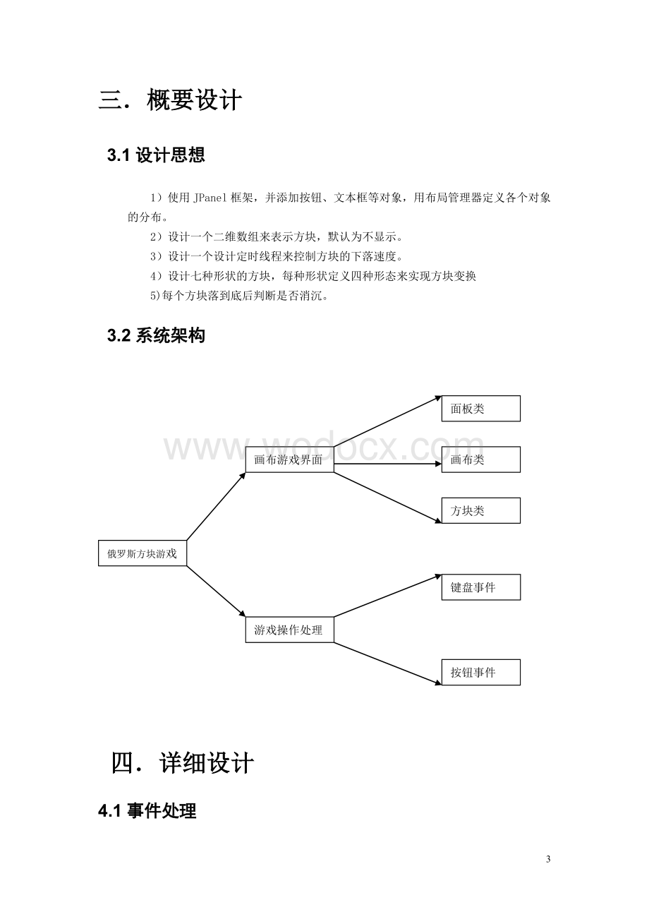 俄罗斯方块JAVA课程设计实验报告.doc_第3页