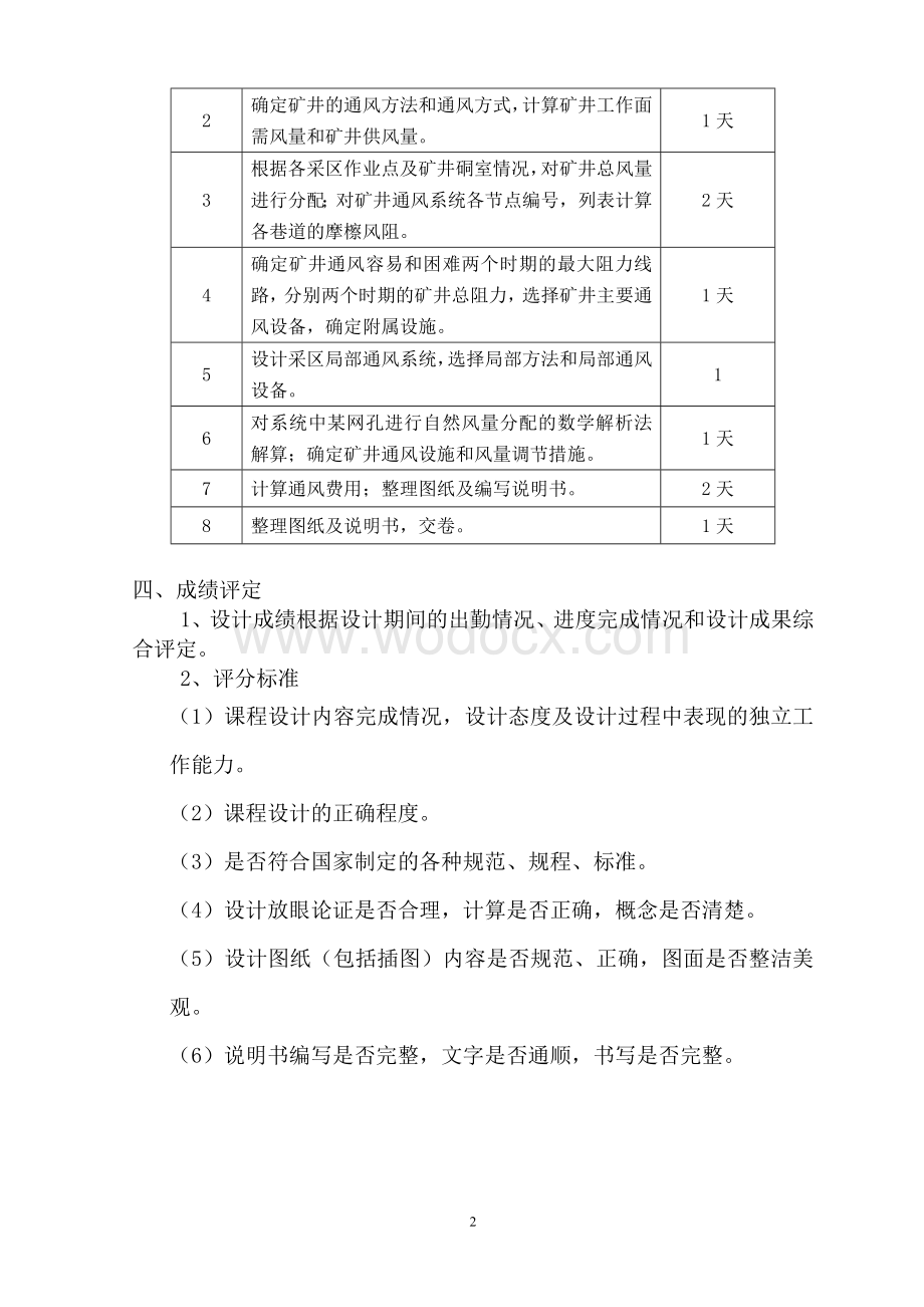 通风课程设计辅导资料(采煤1012、1013).doc_第2页