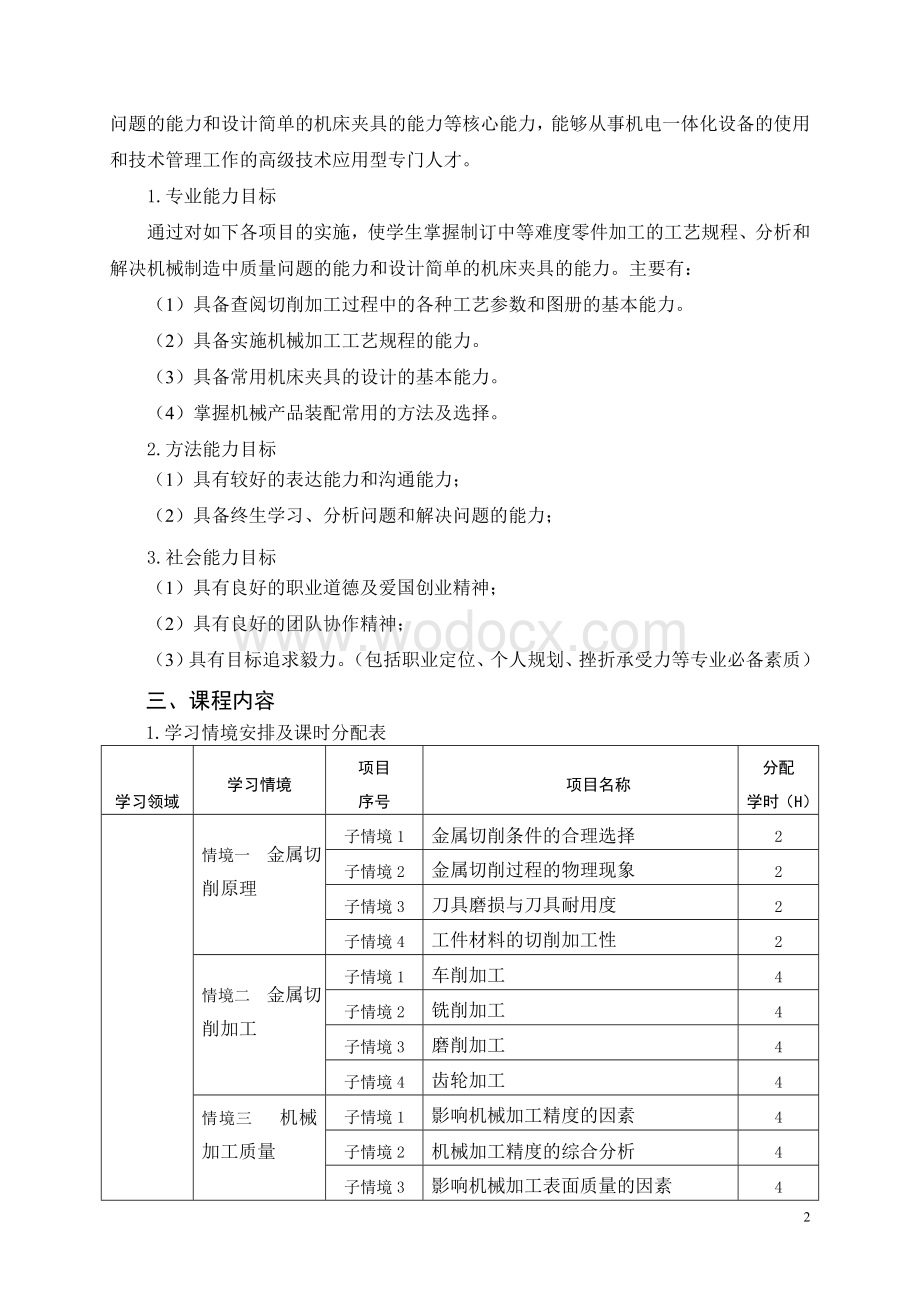 工艺与夹具设计课程标准(机制).doc_第2页