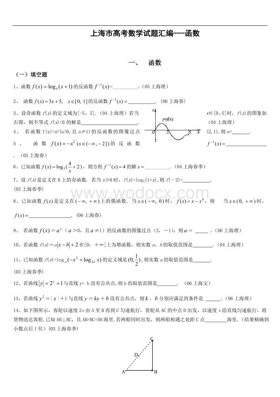 上海市高考数学试题汇编函数.doc_第1页