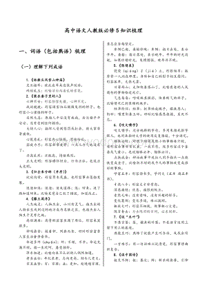 人教版2020年高中语文必修5知识点总结梳理.doc