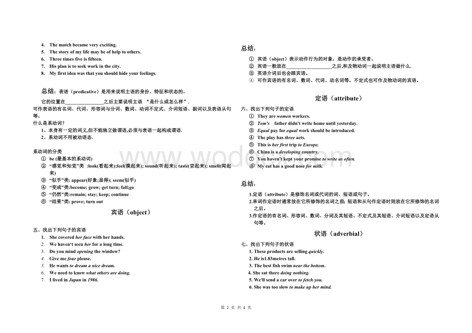 初高中英语衔接--句子成分与句子分析.doc_第2页