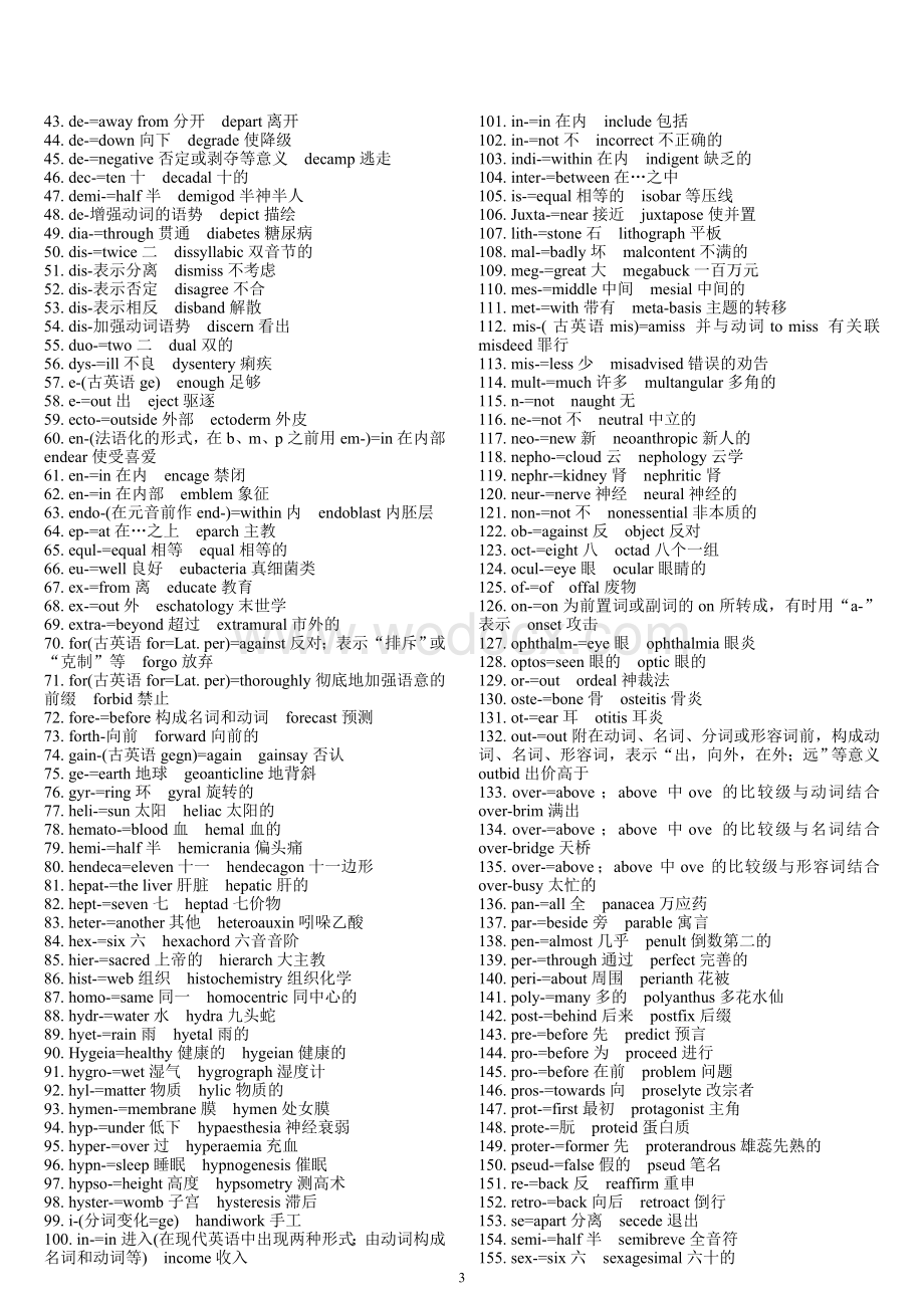 高中英语单词词根、前缀、后缀大总结.doc_第3页