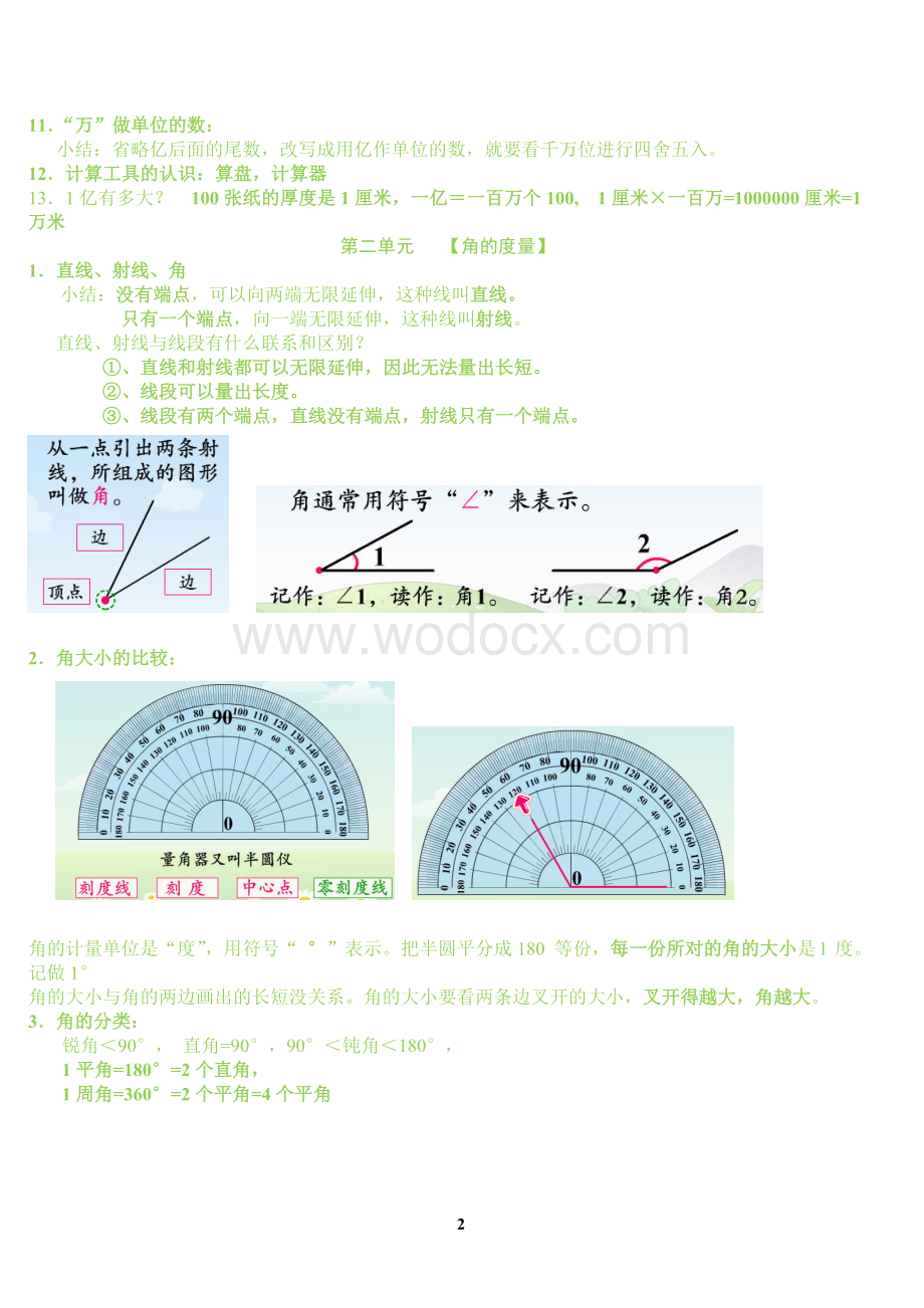 人教版小学四年级数学上册知识点总结复习1.doc_第2页