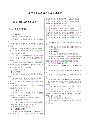 人教版2020年高中语文必修4知识点总结梳理.doc