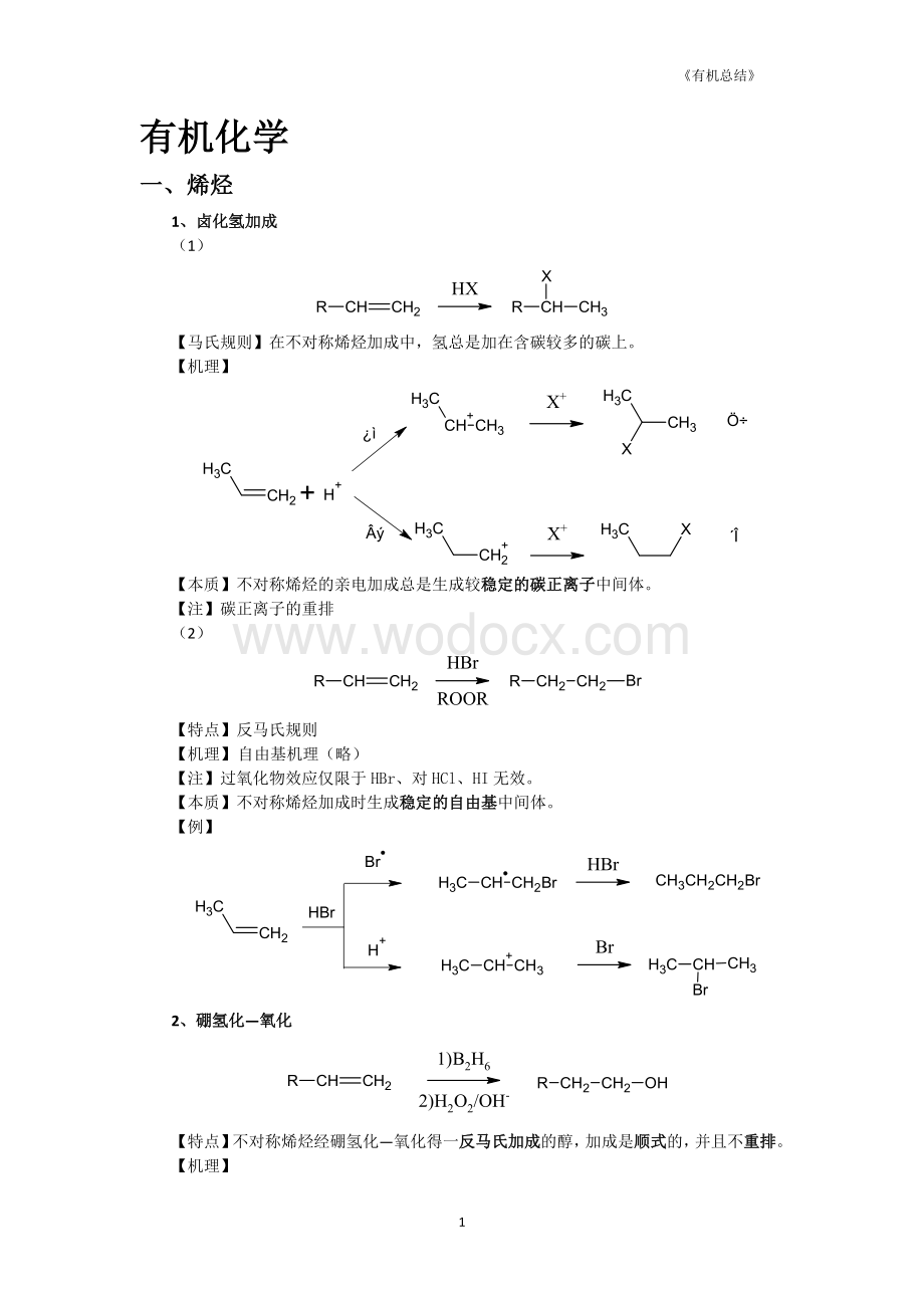 大学有机化学反应方程式总结(较全).doc_第1页