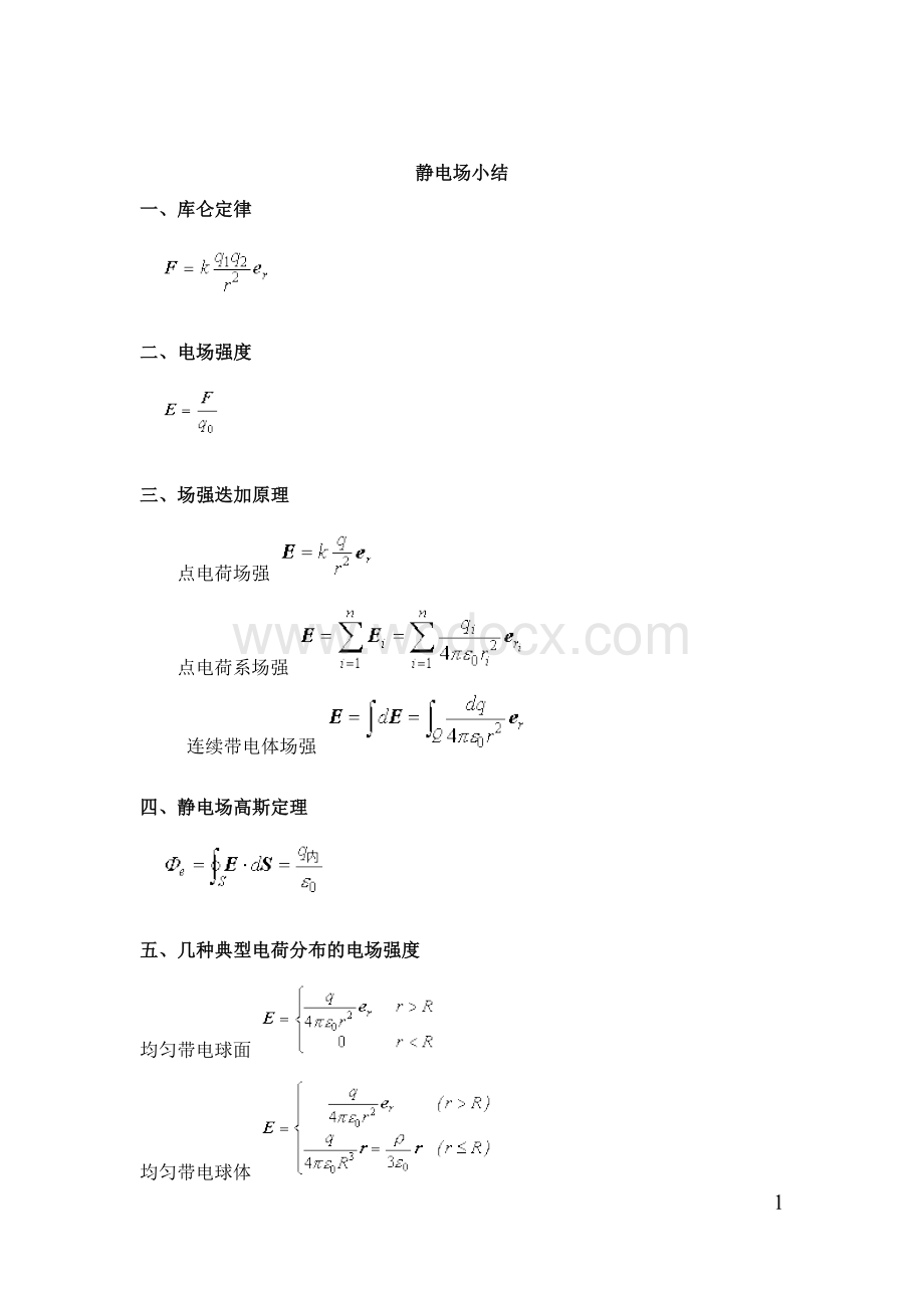 大学物理 电磁学公式全集.doc_第1页