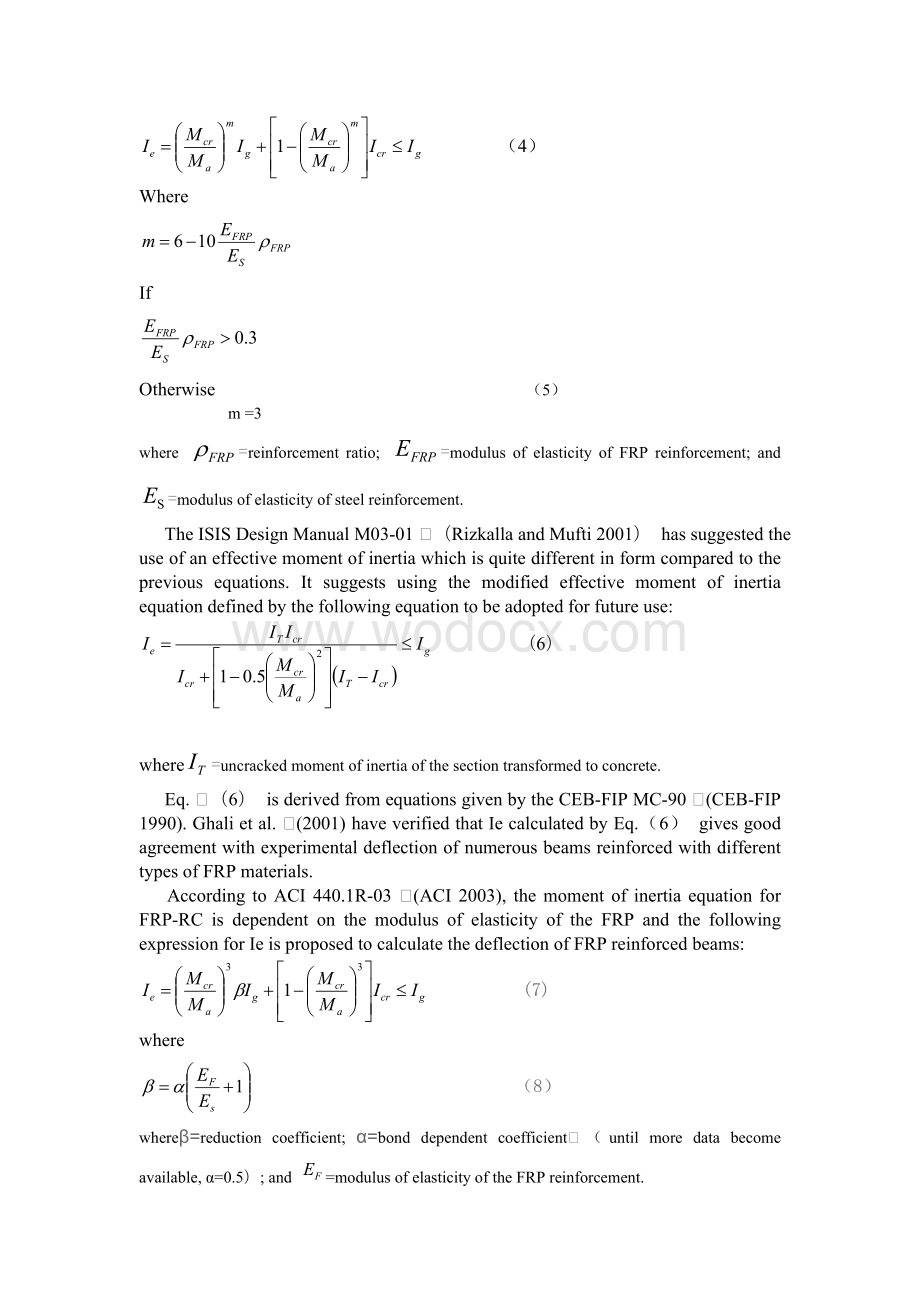 土木工程专业毕业设计英文翻译Criical Review of Deflecion Formulas for FRP-RC Members.doc_第3页