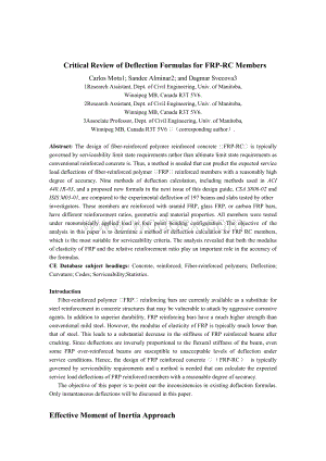 土木工程专业毕业设计英文翻译Criical Review of Deflecion Formulas for FRP-RC Members.doc