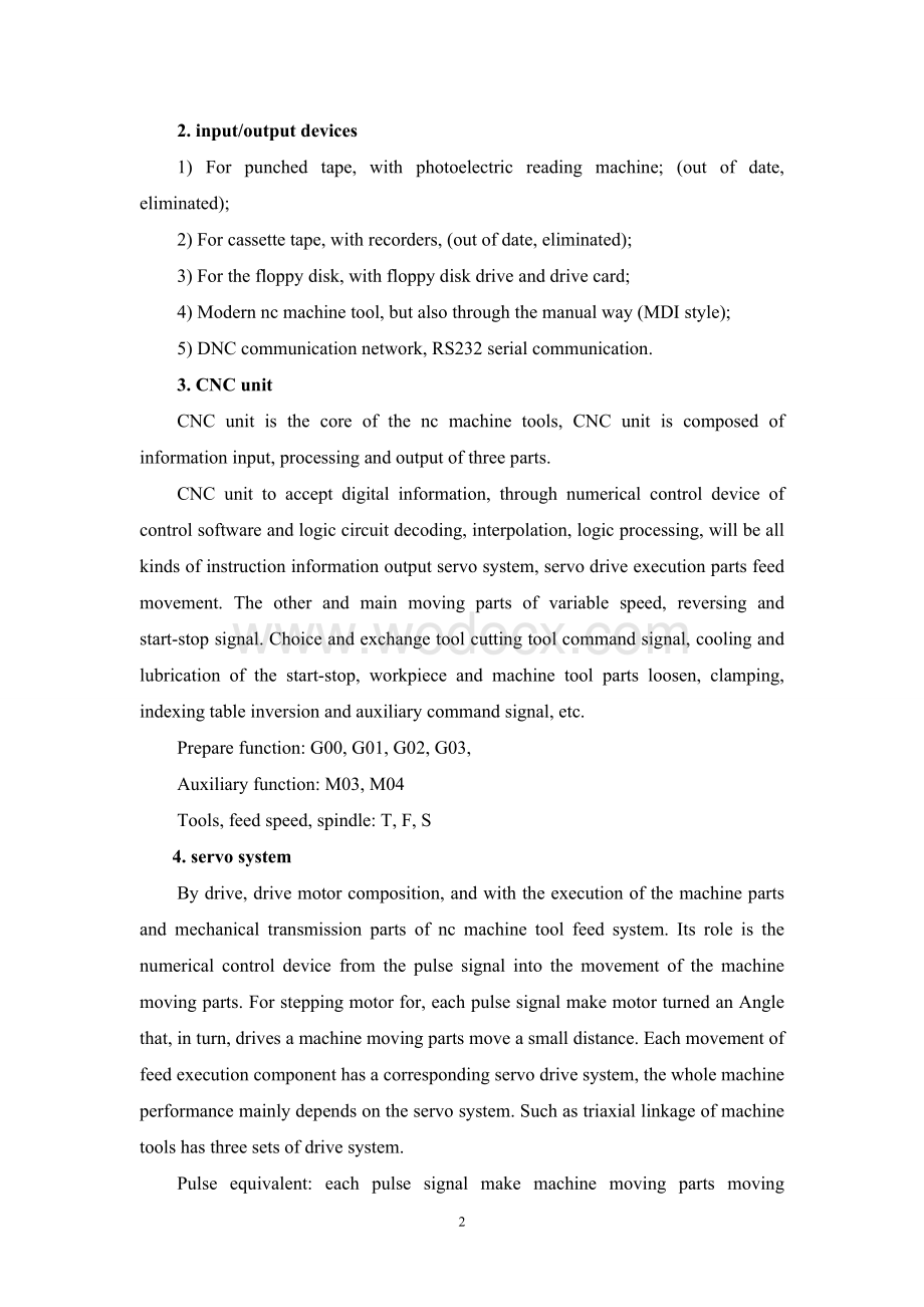 CNC numerical conrol machine ools中英文翻译(数控机床).doc_第2页