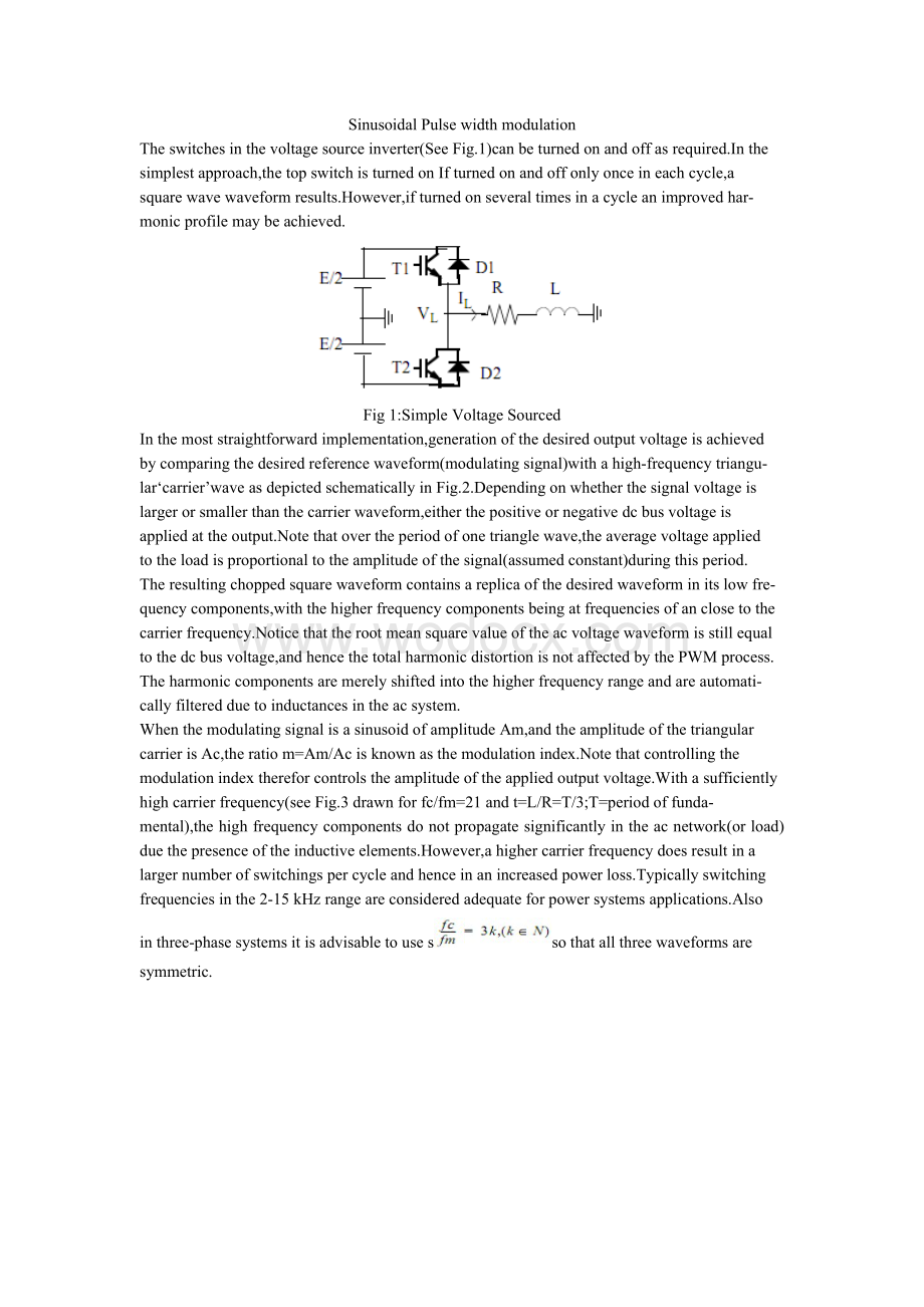 电子电气专业外文翻译--正弦脉宽调制.doc_第1页