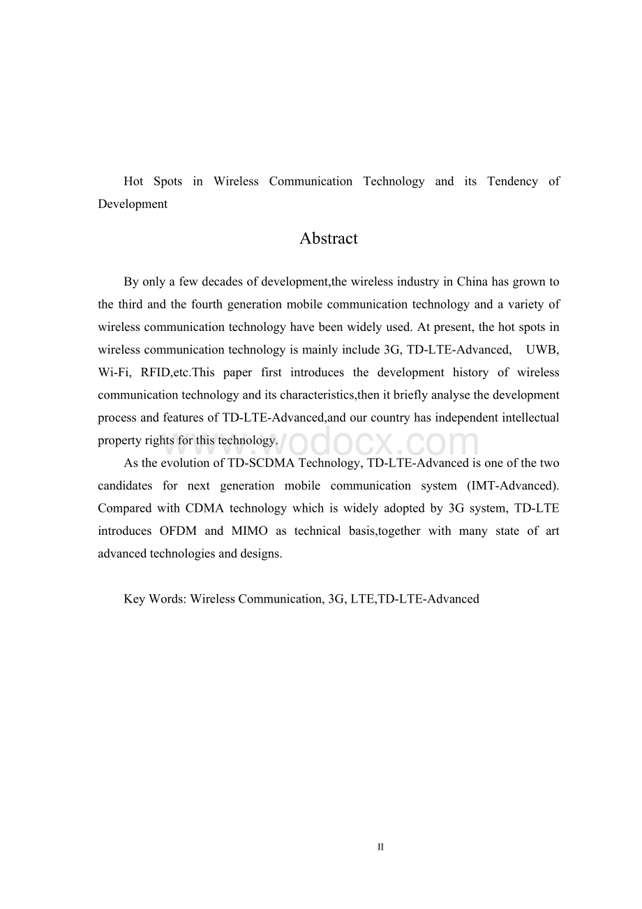 无线通信技术热点及其发展趋势毕业论文.doc_第2页