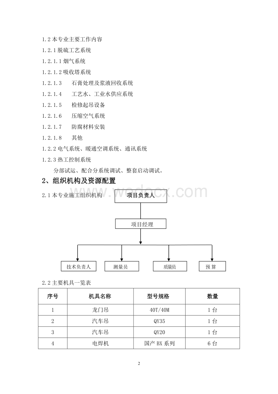 城市集中供热调峰锅炉房工程脱硫系统施工组织设计.doc_第2页