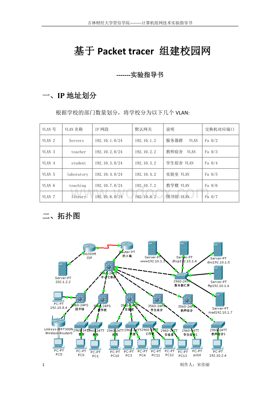 基于packettracer智能校园网组建实验指导书(宋佳丽).docx_第1页