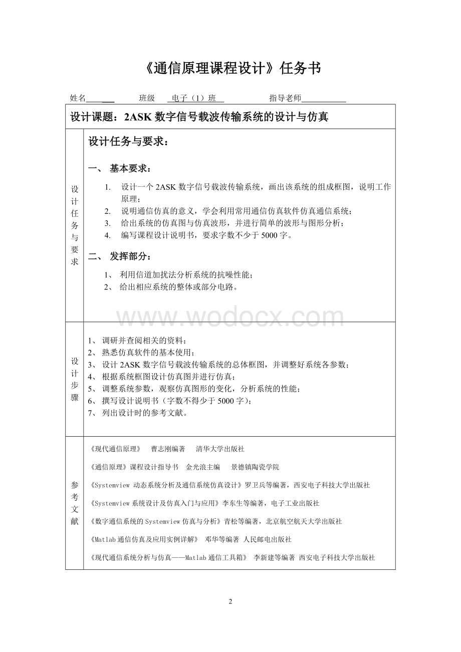 2ASK数字信号载波传输系统的设计与仿真.doc_第2页