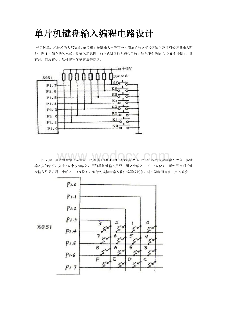 单片机键盘输入编程电路设计.doc_第1页