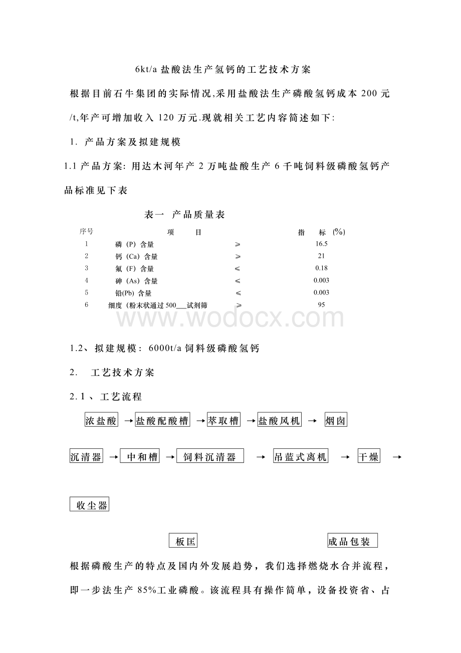 6kt盐酸法生产氢钙的工艺技术方案.doc_第1页