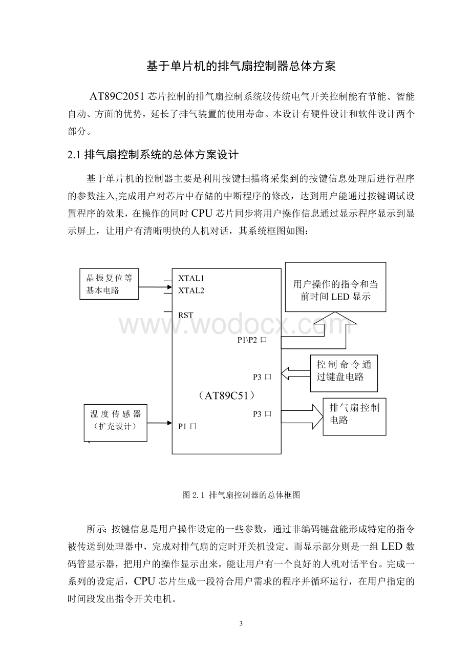 基于单片机的排气扇控制器总体方案.doc_第3页