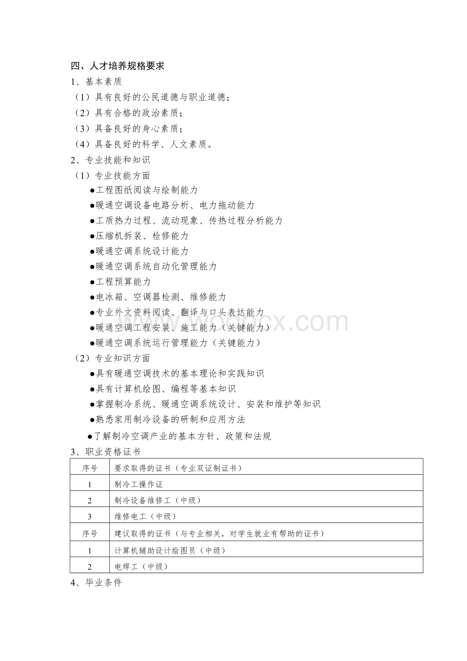 制冷与冷藏技术专业人才培养方案.doc_第3页