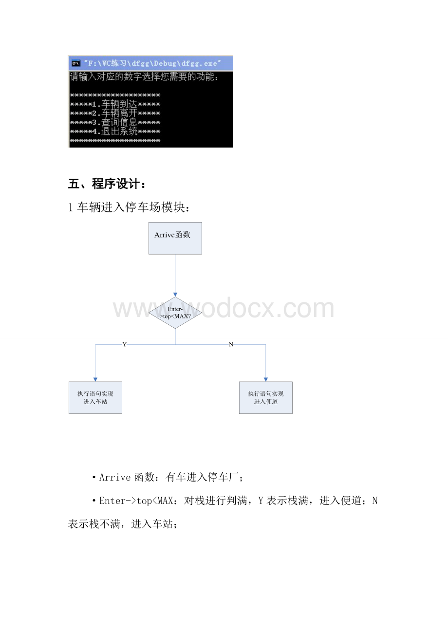 停车场模拟管理程序设计报告(附源代码).doc_第3页