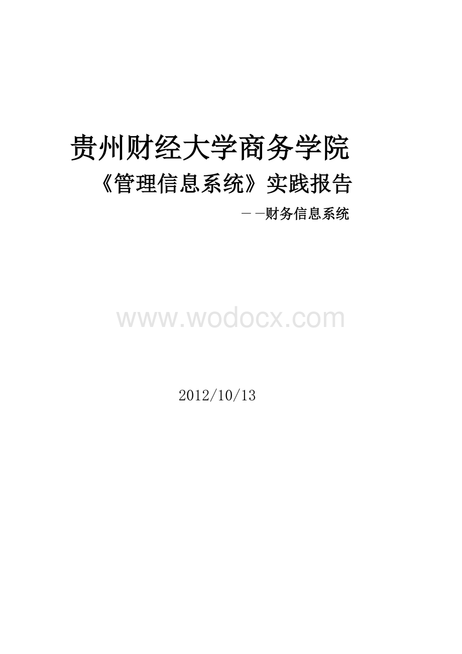 《管理信息系统》实践报告——财务信息系统.doc_第1页