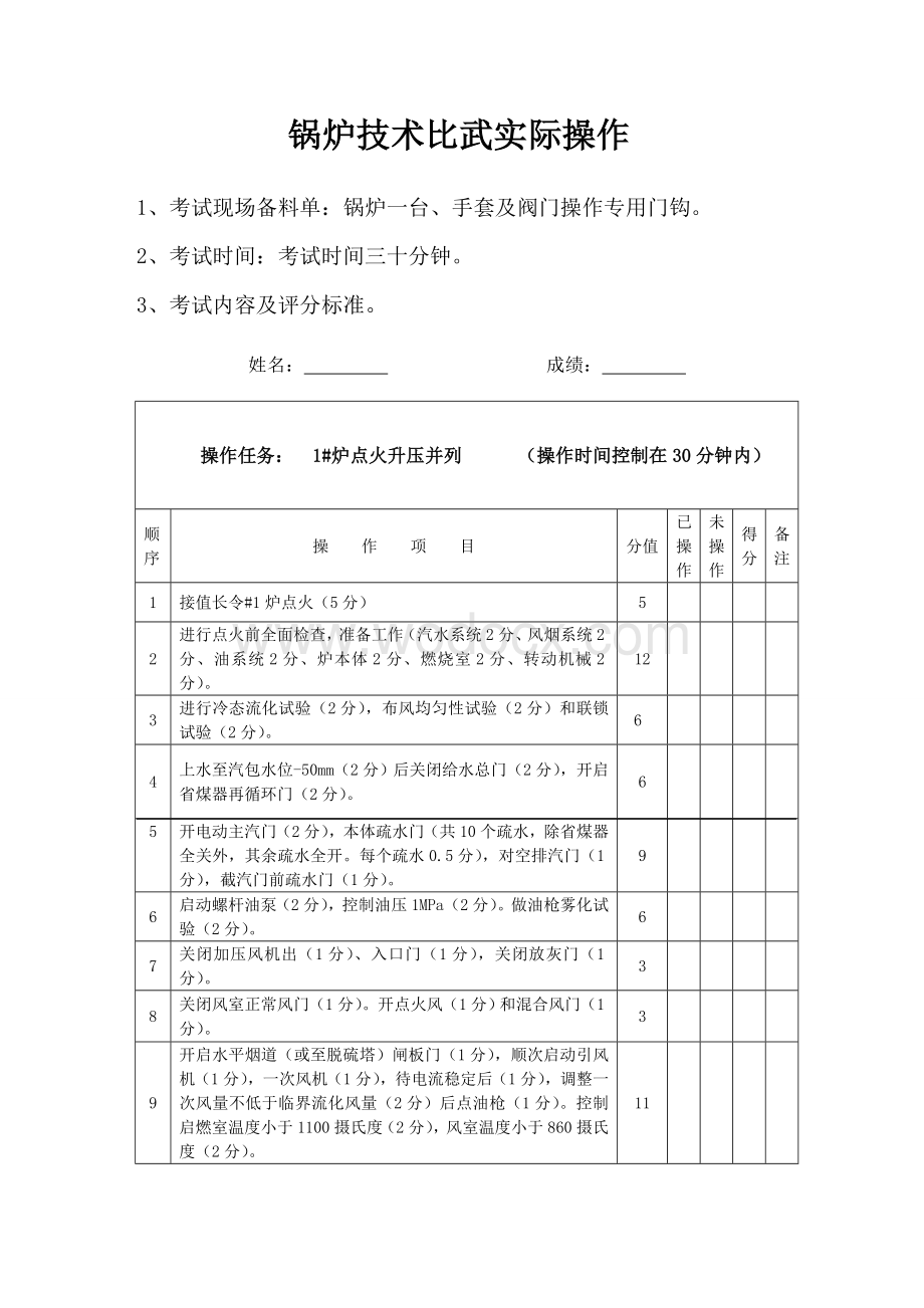 锅炉技术比武实际操作.doc_第1页