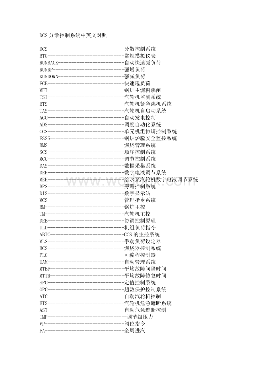 DCS分散控制系统中英文对照.doc_第1页