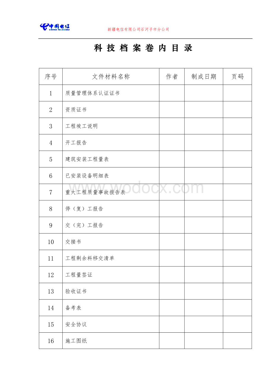 施工单位设备竣工资料范本.doc_第1页