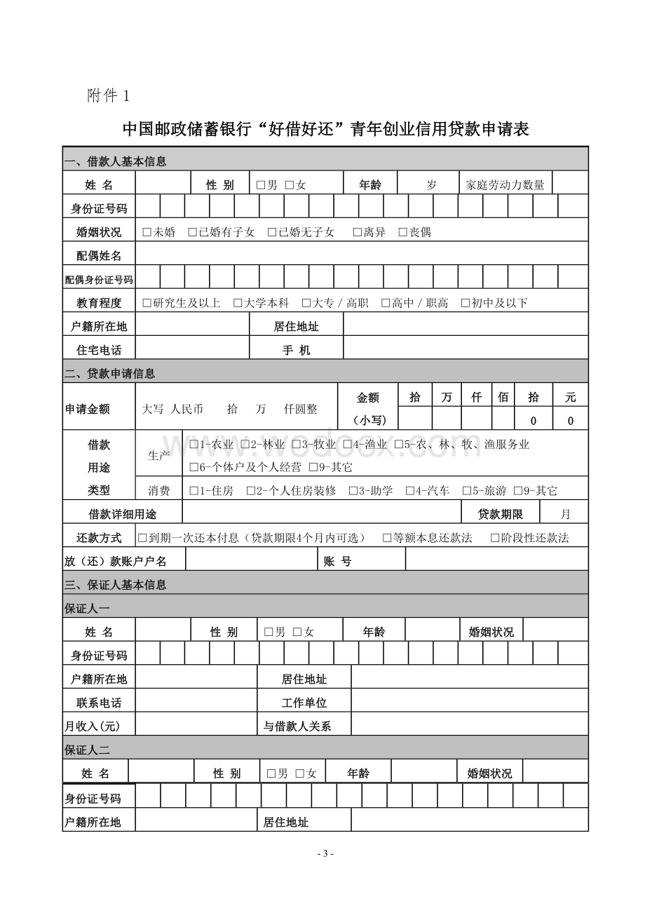 佛山市邮政储蓄银行青年创业小额贷款操作细则.doc_第3页