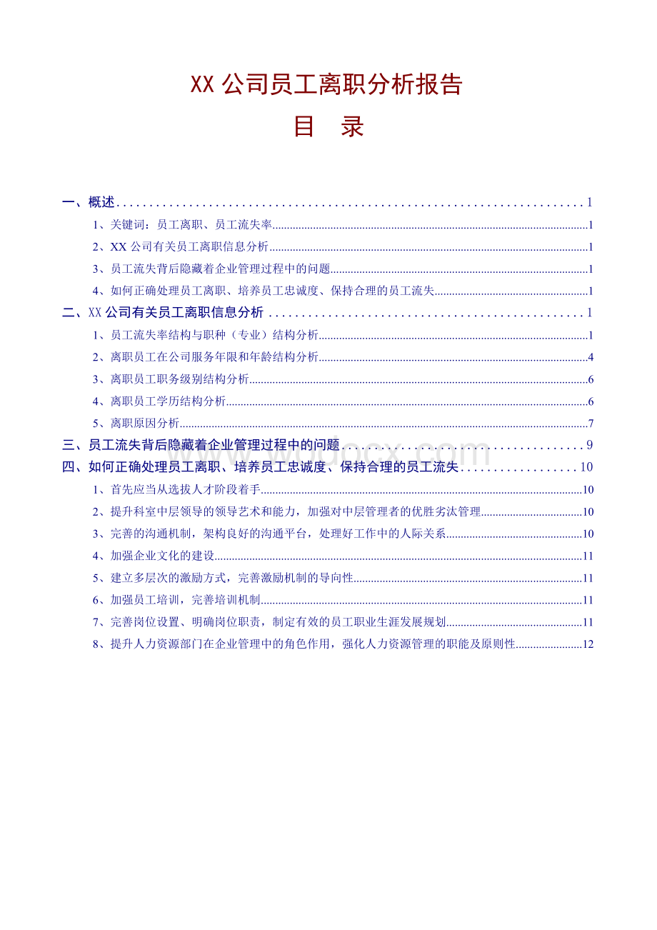 XX公司员工离职分析报告.doc_第1页