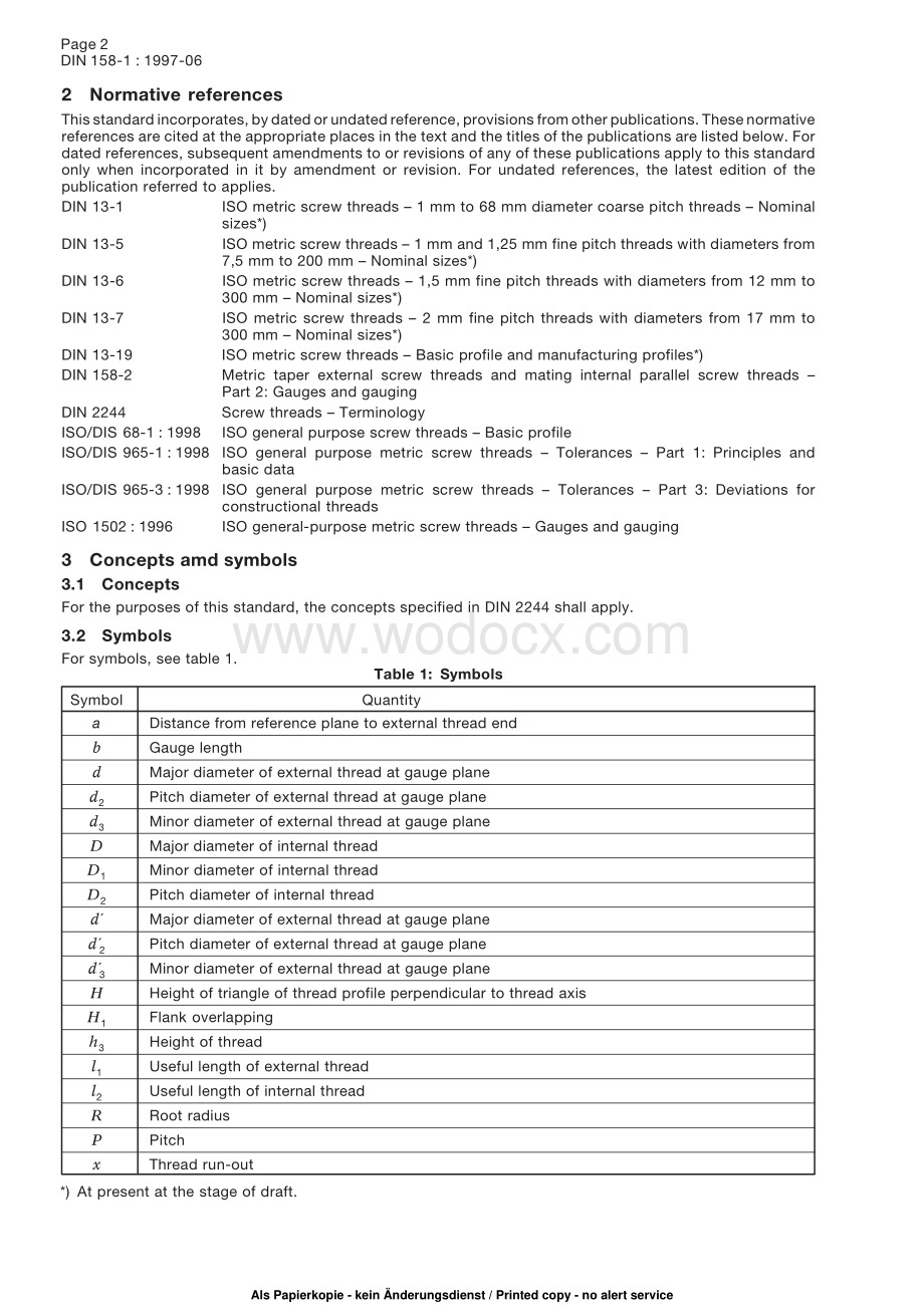 DIN158-1-1997米制锥形外螺纹和配对圆柱形内螺纹.第1部分公称尺寸.极限偏差.极限尺寸和检验.PDF_第2页