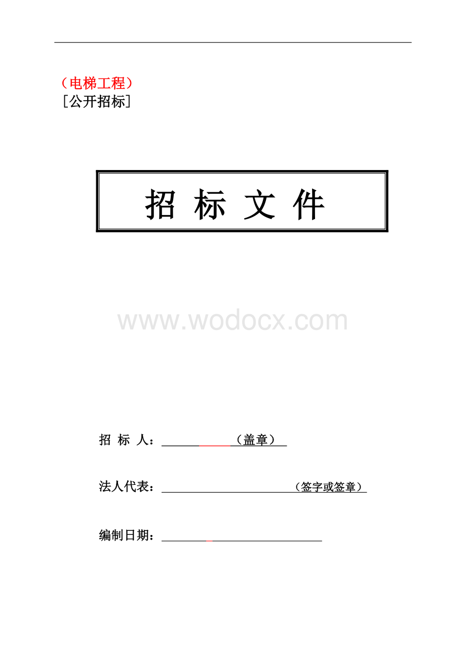 电梯工程（公开招标）招标文件.doc_第1页