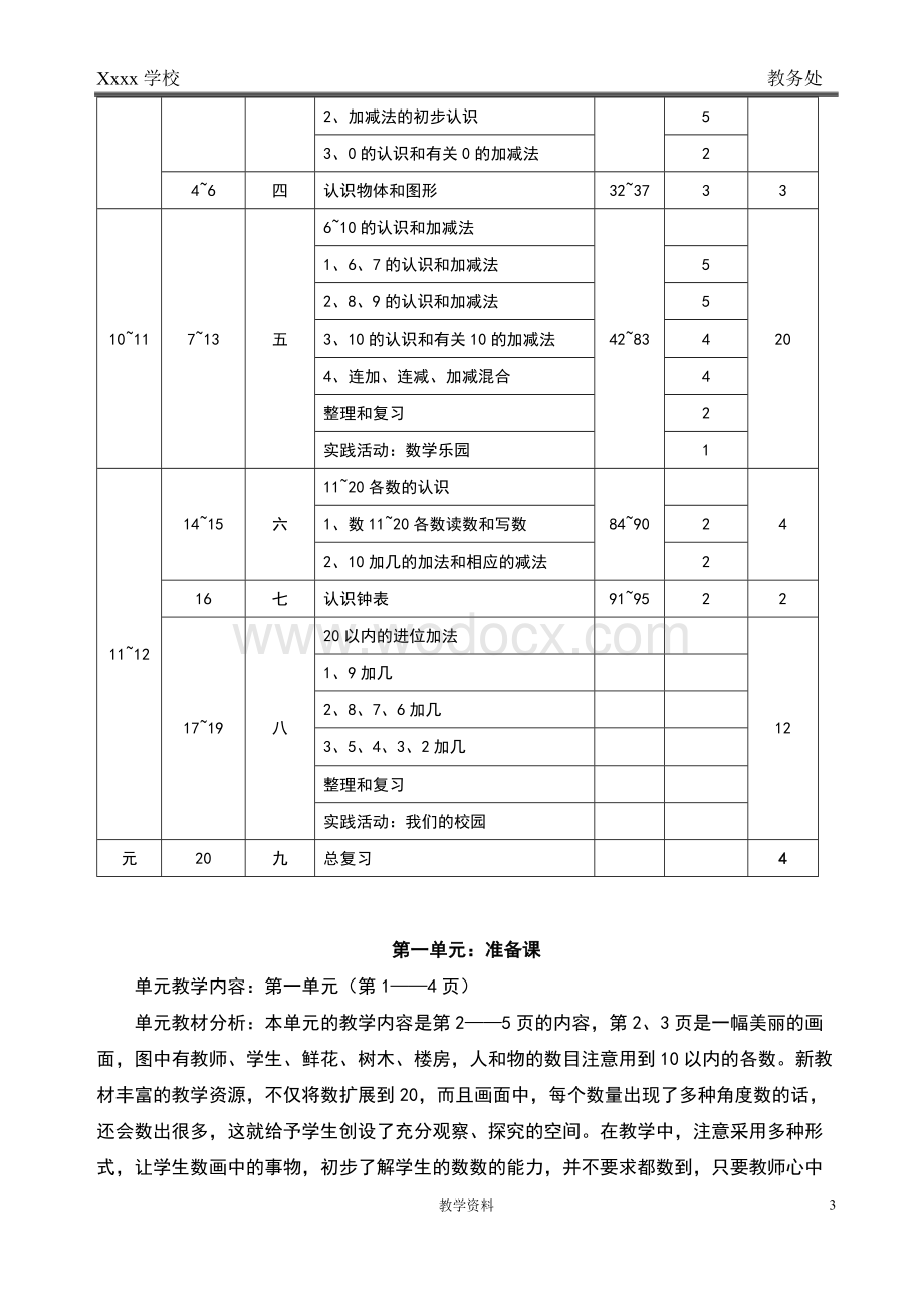 新人教版小学一年级数学上册全册完整数学教案.docx_第3页