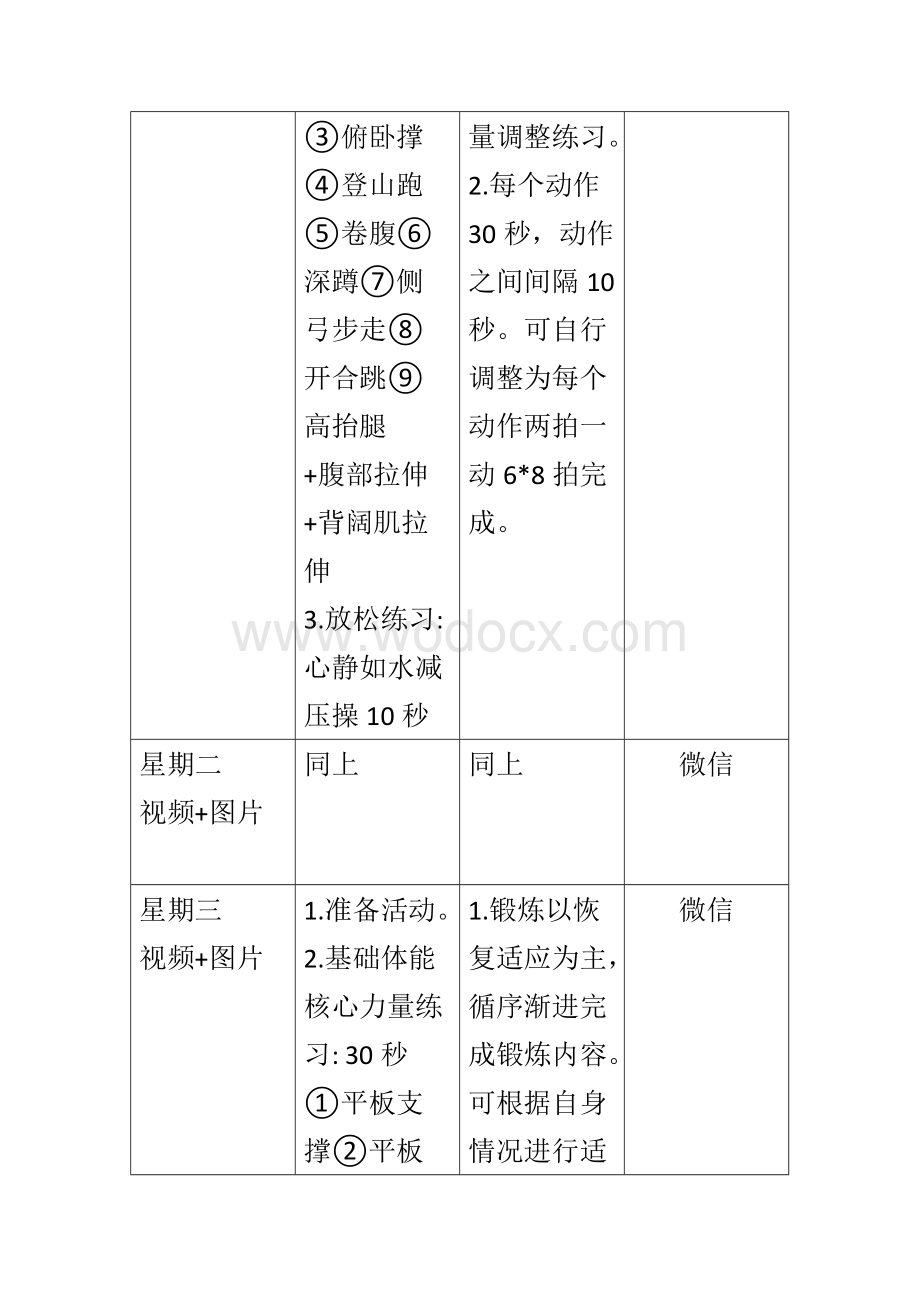 中学九年级体育锻炼线上教学计划.doc_第3页