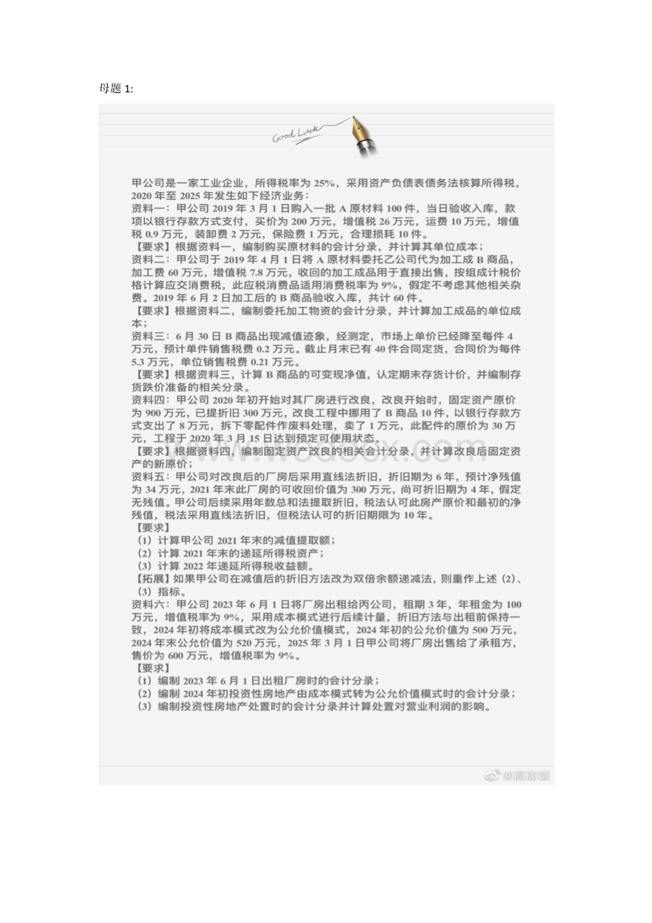 2020存货无形资产固定资产投资性房地产母题重点掌握.docx_第1页