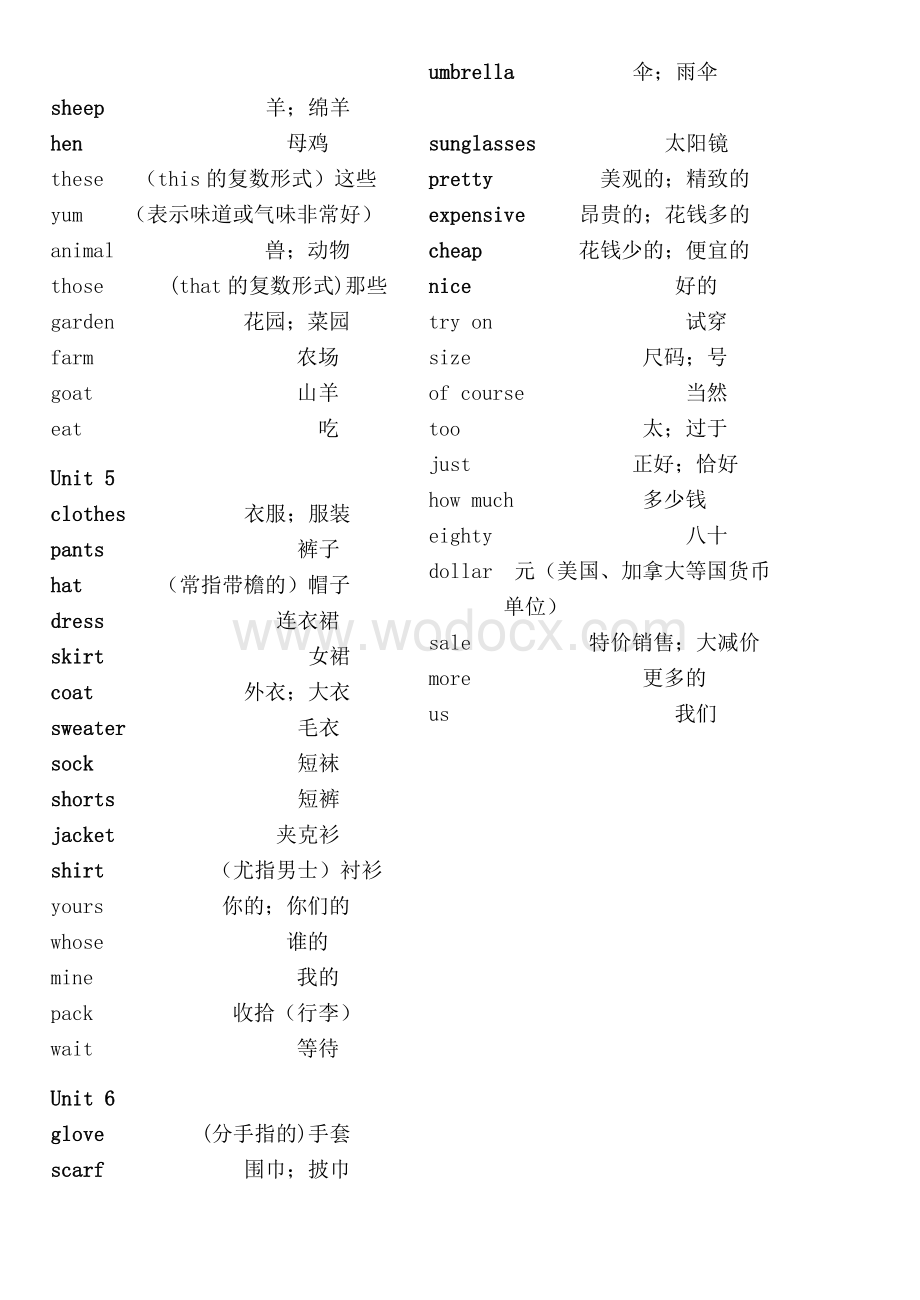 人教版-小学四年级-下册-英语单词英汉对照表资料整理.doc_第3页