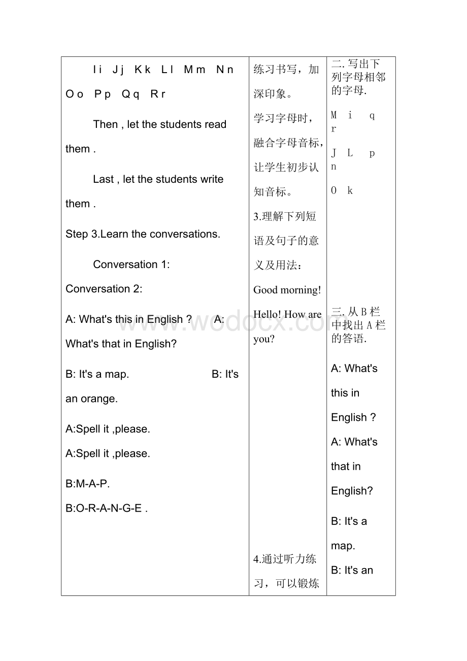 人教版七年级英语上册Starter-Unit-2-教案设计.doc_第2页