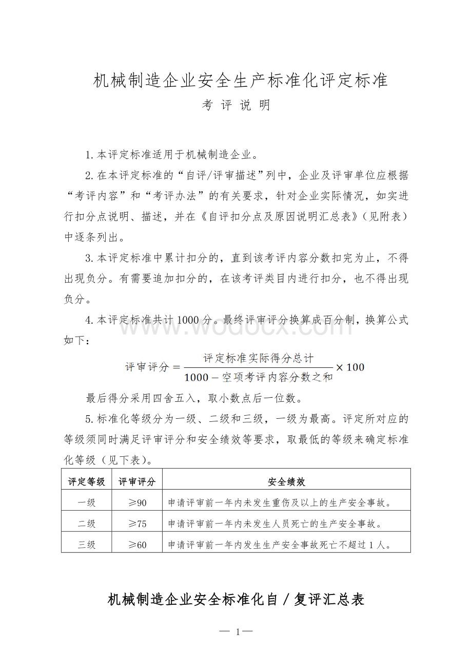 机械制造企业安全生产标准化评定标准.doc_第1页