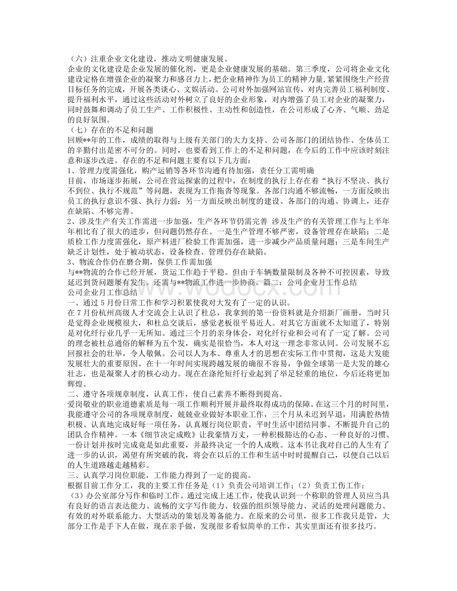 企业月度工作总结.pdf_第2页