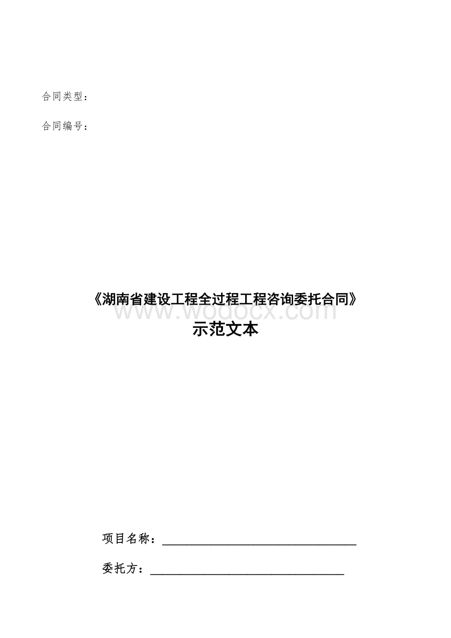 湖南省全过程工程咨询合同范本.docx_第1页