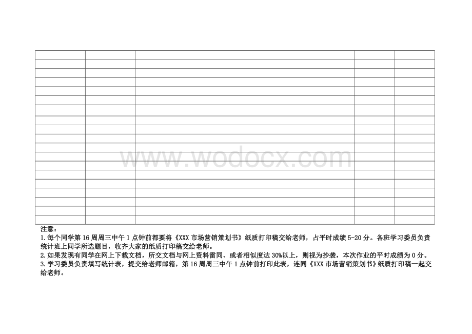 《XXX市场营销策划书》信息统计表.doc_第2页