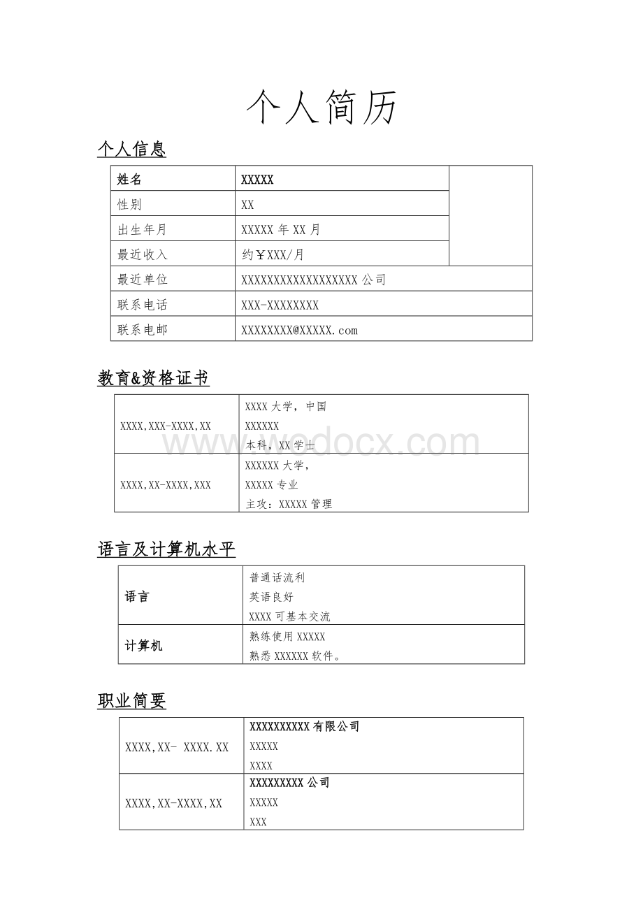 建筑 个人简历 范本.doc_第1页