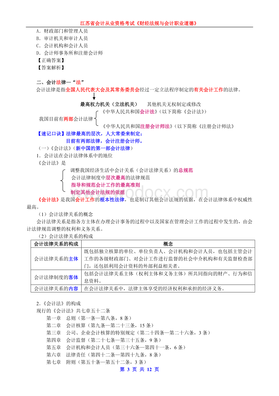 《财经法规与会计职业道德》第一章 会计法律制度第一节 会计法律制度的构成.doc_第3页