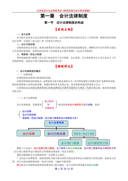 《财经法规与会计职业道德》第一章 会计法律制度第一节 会计法律制度的构成.doc