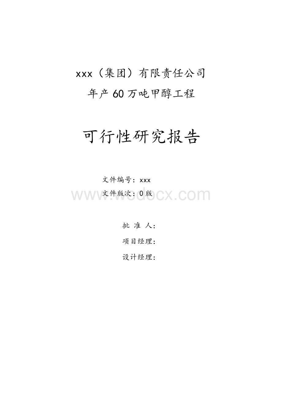 xxx（集团）有限责任公司年产60万吨甲醇工程可行性研究报告.doc_第2页