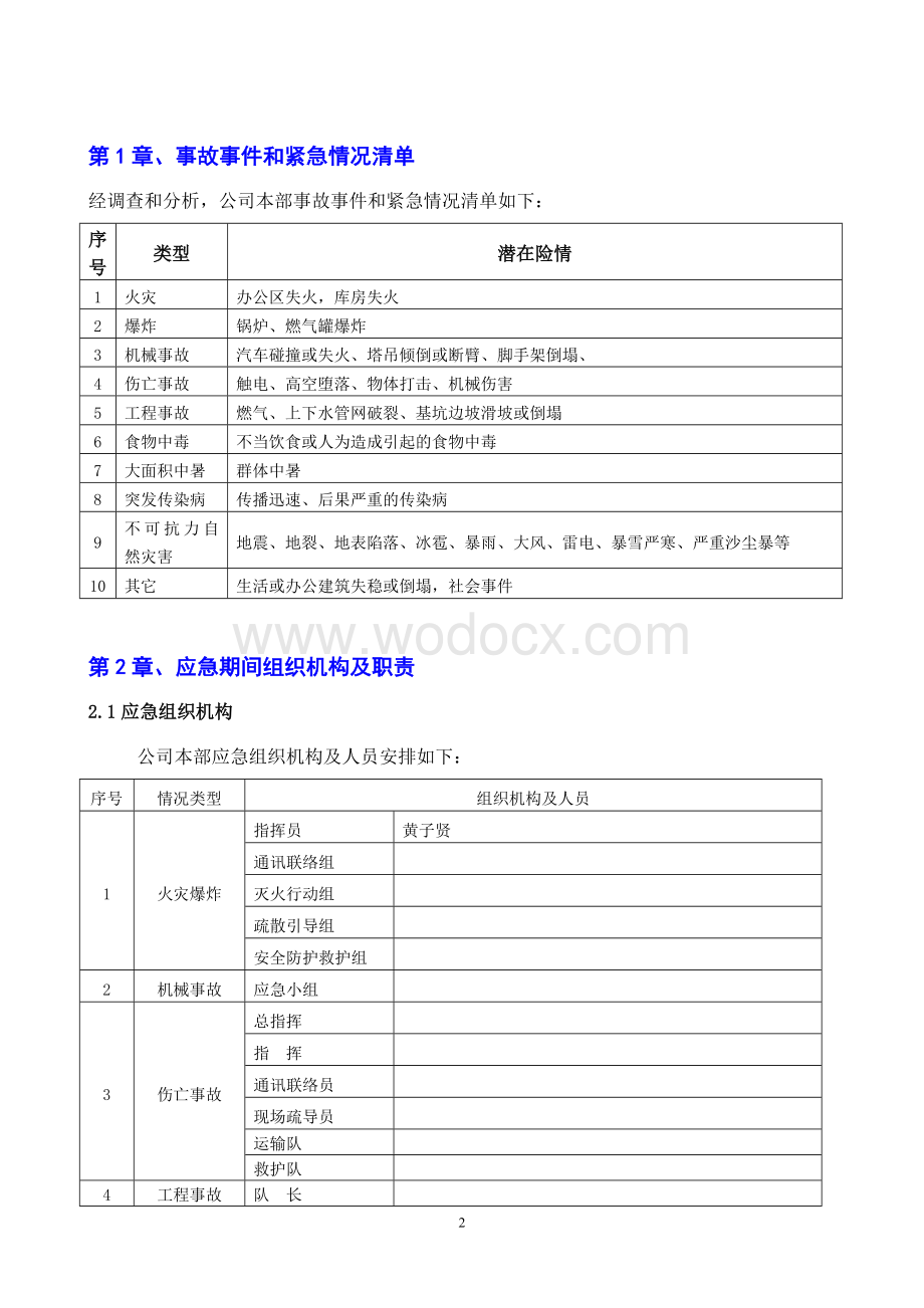 XX有限公司应急管理预案.doc_第3页