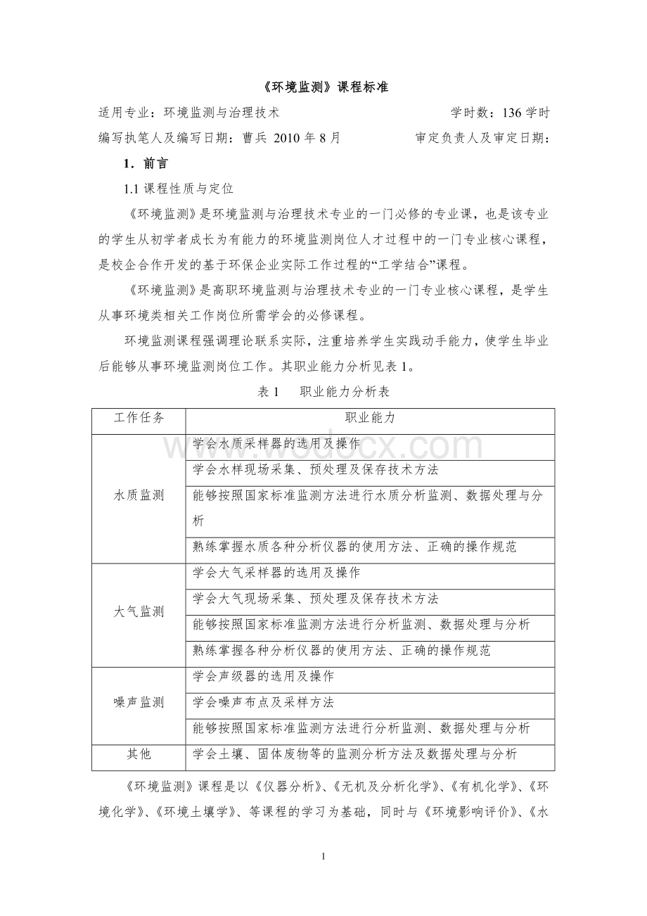 《环境监测》课程标准.doc_第1页